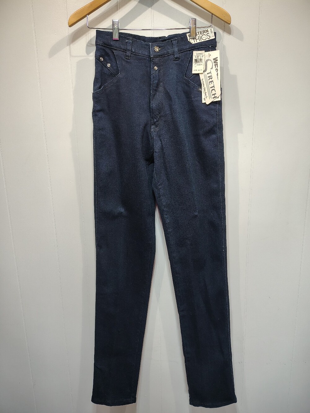 Vintage Western Ethics Jeans NWT Deadstock 7 High Waist Rhinestone Crystal Yoke